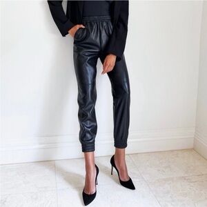 Aritzia Babaton Zedel Black Vegan Leather Joggers